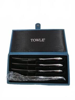 Towle Silversmiths Set Of 4 Boston Antique Stainless Steel Steak Knives 9 *note*